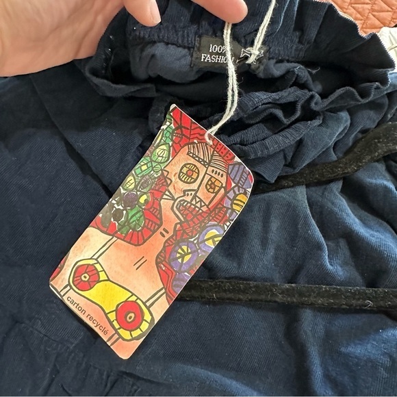 NWT colette women’s navy corduroy cotton dress lagenlook peasant tiered one size - Picture 2 of 5